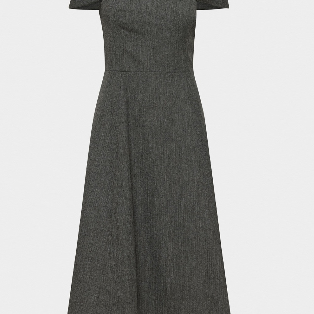 Aritzia Gray Cold Shoulder A-Line Midi Dress